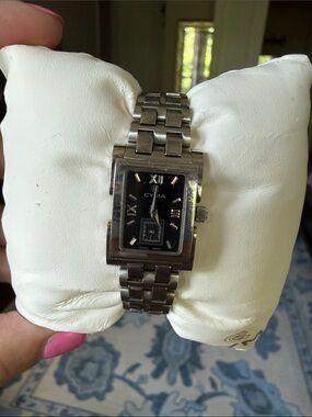 Cyma Women’s Stainless Steel Black Dial Bracelet Watch